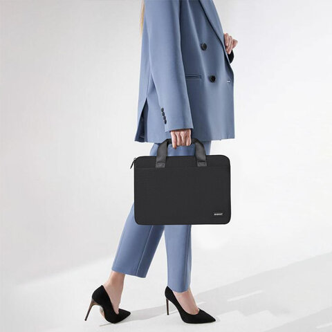 Сумка портфель HEIKKI ULTRA (ХЕЙКИ) с отделением для ноутбука 15,6", Total black, черная, 28х39х3 см, 272609