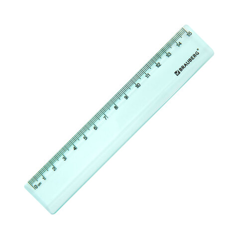 Линейка пластиковая 15 см BRAUBERG "PASTEL", тонированная, ассорти, 117012
