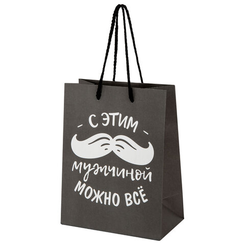Пакет подарочный (1 штука) 18х10х23 см (M), "Man Collection", ассорти, крафт, ЗОЛОТАЯ СКАЗКА, 700804