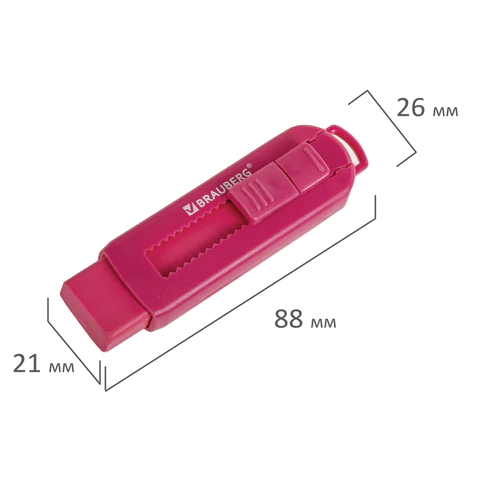 Ластик выдвижной BRAUBERG "Slider", 88х26х21 мм, яркие цвета корпуса ассорти, 271985