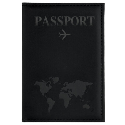 Обложка для паспорта "Passport map", экокожа soft-touch, черная, STAFF, 238760