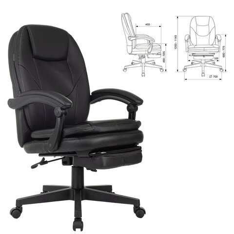 Кресло офисное CH-868N-BF, синхромеханизм, подставка для ног, экокожа, черное, 2018358