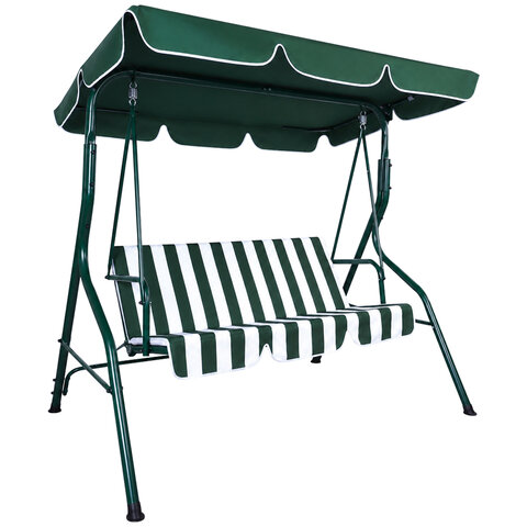 Качели садовые NOSTRESS (НОСТРЕСС) COMFORT SC-003, 3 места, Ш170хГ110хВ153 см, мягкое сиденье, зеленый/белый, 680051