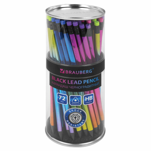 Карандаш чернографитный с ластиком BRAUBERG "GRADE Metallic", 1 шт., HB, трехгранный, 182000