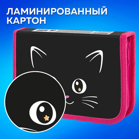 Пенал ПИФАГОР, 1 отделение, ламинированный картон, 19х11 см, "Dark kitten", 273467
