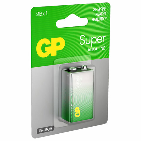 Батарейка 1 шт., GP Super G-Tech, Крона (6LR61, 6LF22, 1604A), алкалиновая, блистер, 1604A-5CR1, 1604A-BC1