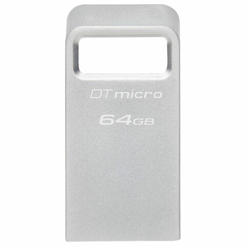Флеш-диск 64 GB, KINGSTON DataTraveler Micro USB 3.2, металлический корпус, серебристый, DTMC3G2/64GB