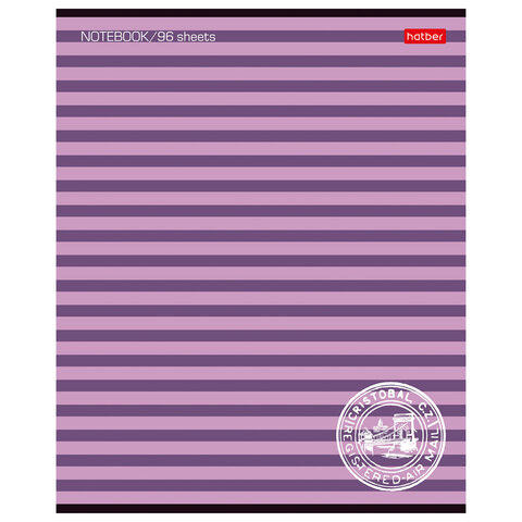 Тетрадь А5, 96 л., HATBER, скоба, линия, обложка картон, "ПОЛОСОЧКИ" (микс), 033678, 96Т5B2