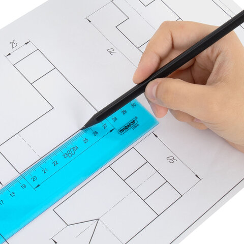 Линейка пластиковая 30 см, ПИФАГОР, прозрачная, неоновая, ассорти, 210840