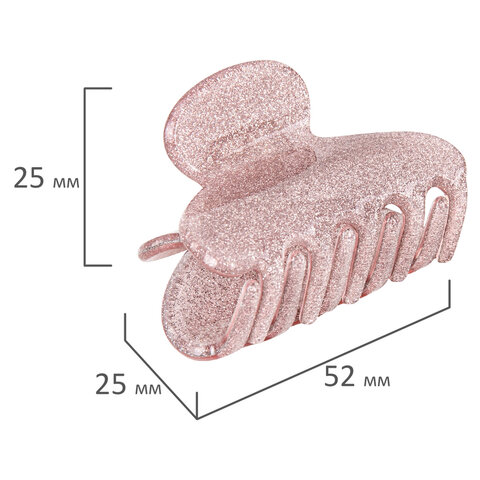 Краб для волос 5,2 см, с глиттером, розовый, MONTE VITA (МОНТЕ ВИТА), 457021