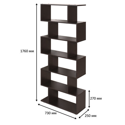 Стеллаж BRABIX "Scandi SH-008", 730х250х1760 мм, 6 секций, ЛДСП, венге, 641899, ЦБ013658-3