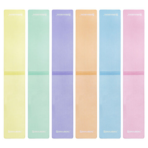 Закладки для книг МАГНИТНЫЕ, "PASTEL", набор 6 штук, 60x20 мм, BRAUBERG, 117013