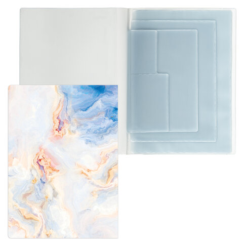 Папка-органайзер семейная для 4-х комплектов документов "Marble 2", А4, цветной принт, STAFF, 238341