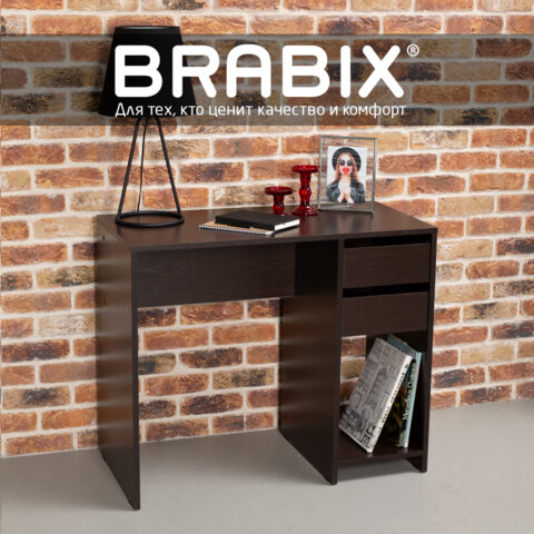 Стол письменный/компьютерный BRABIX "Scandi CD-017", 900х450х750 мм, 2 ящика, венге, 641896, ЦБ013706-3