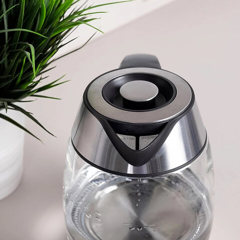 Чайник SCARLETT SC-EK27G13, 2 л, 2200 Вт, закрытый нагревательный элемент, стекло, стальной