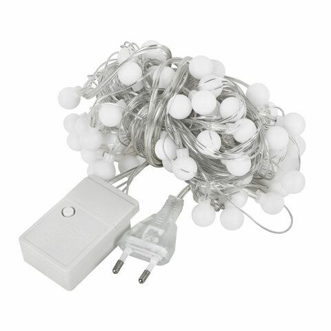 Электрогирлянда-нить комнатная "Шарики" 10 м, 80 LED, теплый белый свет, 220 V, контроллер, ЗОЛОТАЯ СКАЗКА, 591349