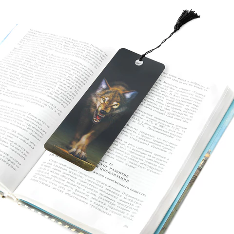 Закладка для книг с линейкой 3D-ОБЪЕМНАЯ BRAUBERG, "Волк", с декоративным шнурком, 125756