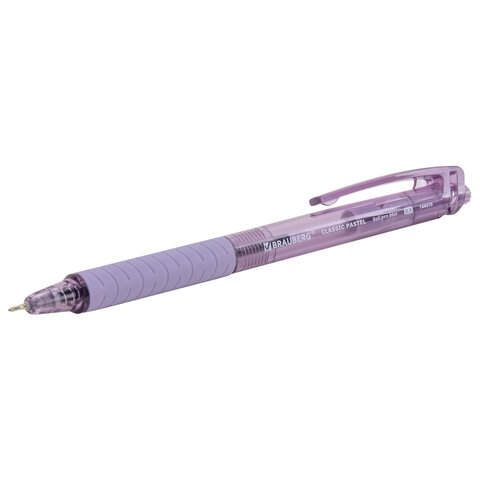 Ручки шариковые автоматические с грипом BRAUBERG "CLASSIC PASTEL", СИНИЕ, НАБОР 5 ШТ., пишущий узел 0,5 мм, линия письма 0,35 мм, 144470