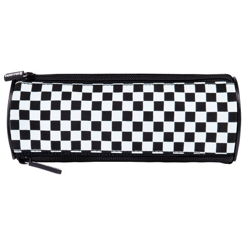Пенал мягкий BRAUBERG, 3 отделения, нейлон, 21х7х7 см, "Black and White", 273582