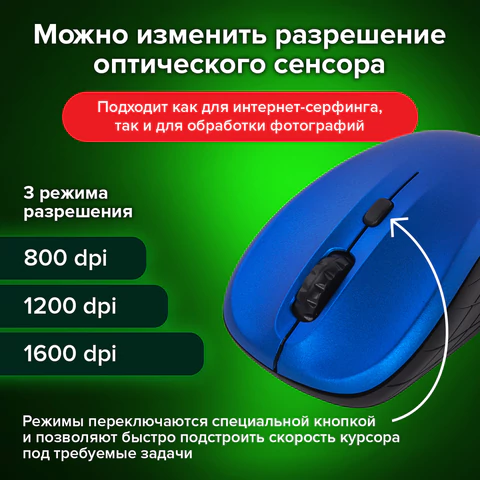 Мышь беспроводная SONNEN V-111, USB, 800/1200/1600 dpi, 4 кнопки, оптическая, синяя, 513519