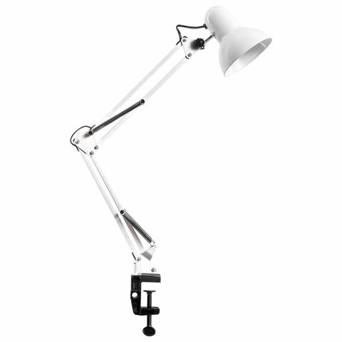 Настольная лампа / светильник на струбцине, Е27, 40 Вт, белый, высота 75 см, DASWERK (ДАСВЕРК), 238323