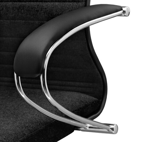 Кресло офисное МЕТТА "К-27" хром, ткань, сиденье и спинка мягкие, черное