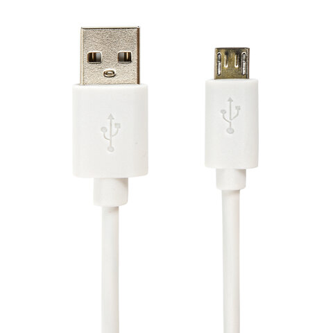 Кабель USB2.0 – micro USB, 1 м, SONNEN, медь, для передачи данных и зарядки, белый, 513557
