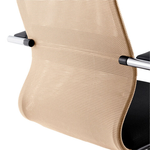 Кресло офисное BRABIX PREMIUM "Ultimate EX-800" хром, плотная двойная сетка Х2, черное/бежевое, 532913