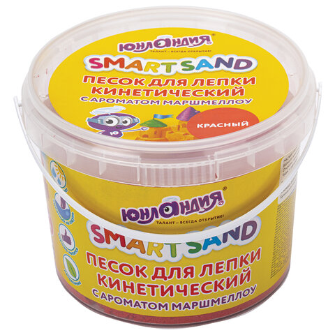 Песок для лепки кинетический ЮНЛАНДИЯ, красный, 500 г, 2 формочки, ведерко, 104992