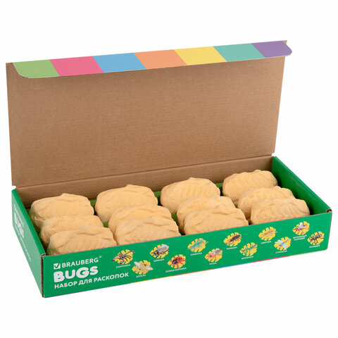Набор для раскопок "Насекомые", 12 видов, карточки, инструменты, BRAUBERG KIDS, 665127