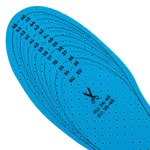 Стельки для обуви УНИВЕРСАЛЬНЫЕ, УНИВЕРСАЛЬНЫЙ размер RU 34-45 / EU 35-46, с линиями выреза, SHEGRA (ШЕГРА), 700736