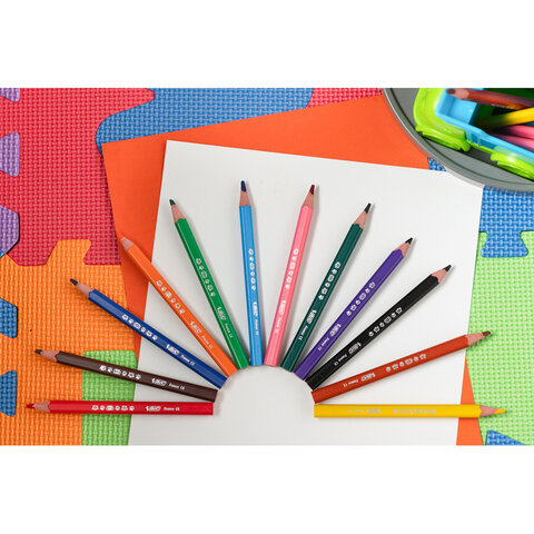 Карандаши цветные утолщенные BIC "Kids Evolution Triangle", 12 цветов, трехгранные, грифель 4 мм, 8297356, 82973511