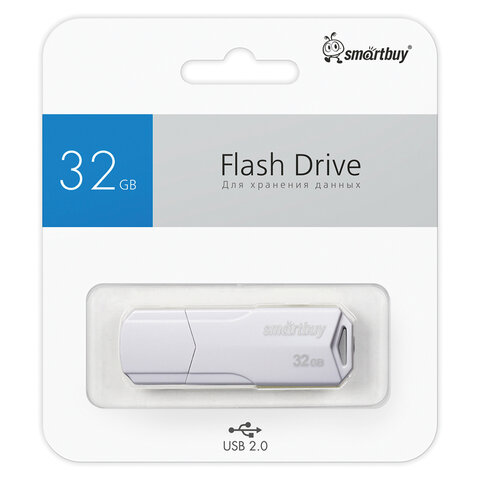 Флеш-диск 32 GB SMARTBUY Clue, USB 2.0, белый, SB32GBCLU-W