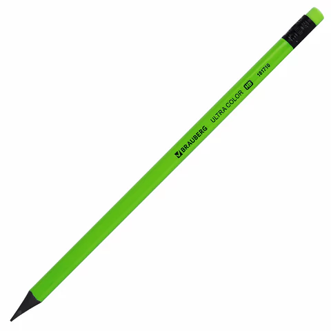 Набор карандашей чернографитных BRAUBERG "ULTRA COLOR" 12 шт., HB, с ластиком, пластиковые, 181710