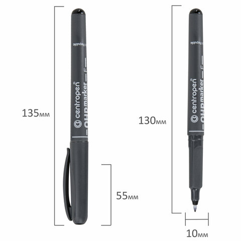 Маркер перманентный для любой гладкой поверхности ЧЕРНЫЙ CENTROPEN "OHP", 0,6 мм, 2636, 6 2636 0112