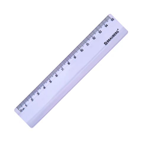 Линейка пластиковая 15 см BRAUBERG "PASTEL", тонированная, ассорти, 117012