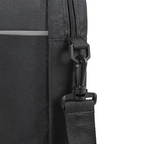 Сумка портфель BRAUBERG PRACTICAL с отделением для ноутбука 15,6", Grey line, черная, 29х40х7 см, 272604