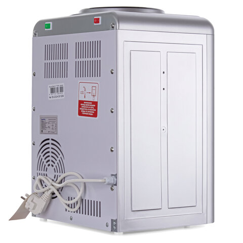 Кулер для воды AQUA WORK 0.7-TDR, настольный, НАГРЕВ/ЭЛЕКТРОННОЕ ОХЛАЖДЕНИЕ, 2 крана, серебро, 24762