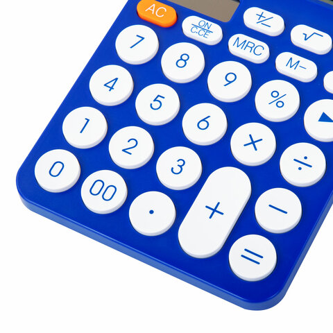 Калькулятор настольный BRAUBERG STYLE-12-BL (157х106 мм), 12 разрядов, двойное питание, СИНИЙ, 272966