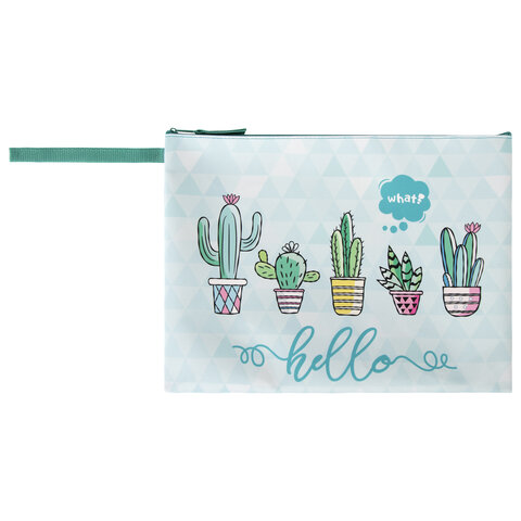 Папка для тетрадей BRAUBERG А4, 1 отделение, полиэстер, на молнии, с ручкой, "Cactus", 270325