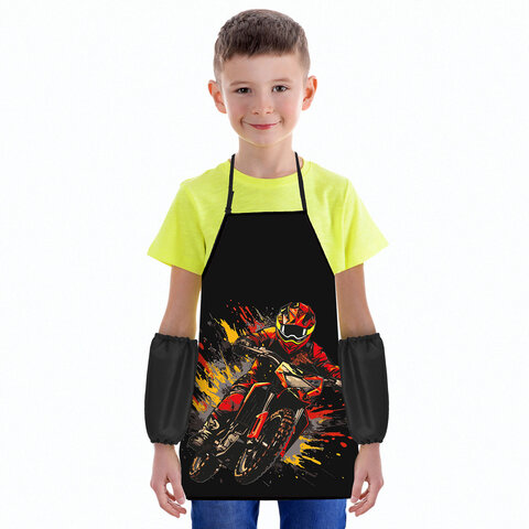 Фартук с нарукавниками для уроков труда ЮНЛАНДИЯ, регулировка по росту, 46х54 см, "Fire moto", 273636