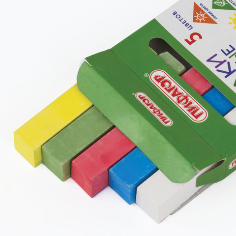 Мел для рисования на асфальте 5 штук, цветной квадратный, ПИФАГОР, картонная упаковка, европодвес, 221170