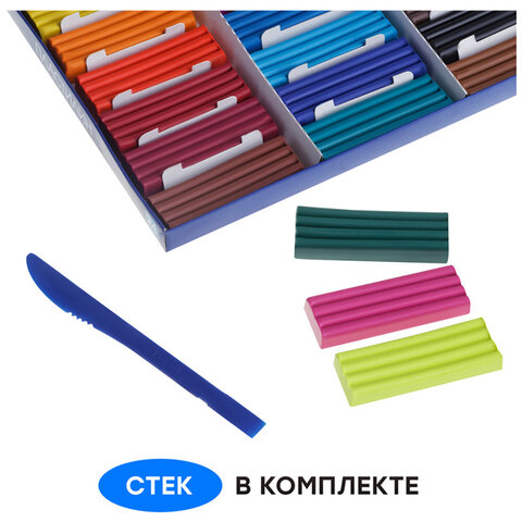Пластилин классический ГАММА "Классический", 24 цвета, 480 г, со стеком, картонная упаковка, 281036