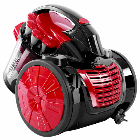 Пылесос CENTEK CT-2531 с контейнером "циклон", 1800 Вт, мощность всасывания 350 Вт, черный/красный