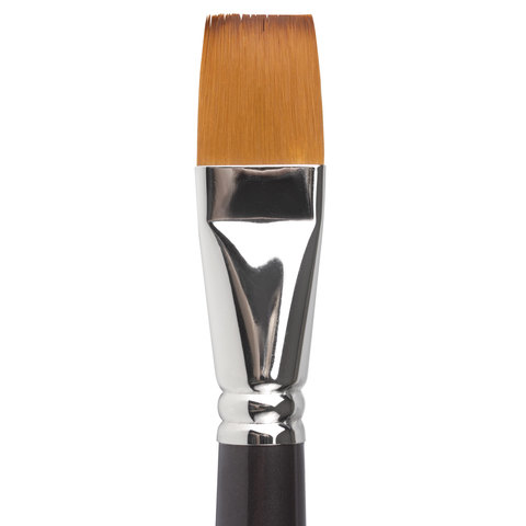 Кисть художественная профессиональная BRAUBERG ART CLASSIC, синтетика мягкая под колонок, плоская, № 24, короткая ручка, 200707