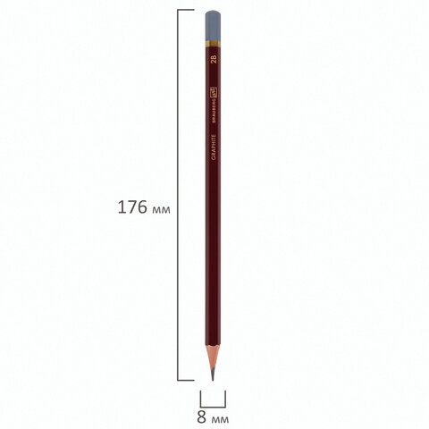 Карандаш чернографитный художественный 2B, 1 шт., BRAUBERG ART "PREMIERE", ВЫСШЕЕ КАЧЕСТВО, 181888