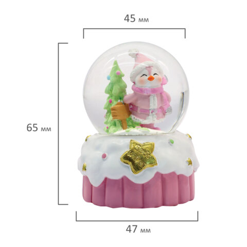 Снежный шар "Sweet Xmas" диаметр 45 мм, полистоун/стекло, 4 дизайна ассорти, ЗОЛОТАЯ СКАЗКА, 592596