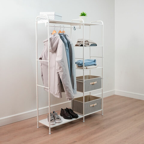 Вешалка-стеллаж "Валенсия-1", 1555х1090х300 мм, 7 полок, металл, белая, ГСВ1 Б