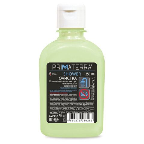 Крем-гель, 250 мл, PRIMATERRA SHOWER для очистки рук, тела и волос от производственных загрязнений