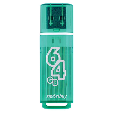 Флеш-диск 64 GB SMARTBUY Glossy USB 2.0, зеленый, SB64GBGS-G